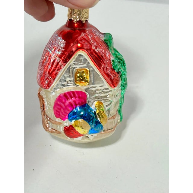 1950s European Cottage House Glass Christmas Ornaments – Hand Painted – Set of 6 For Sale In Louisville - Image 6 of 12