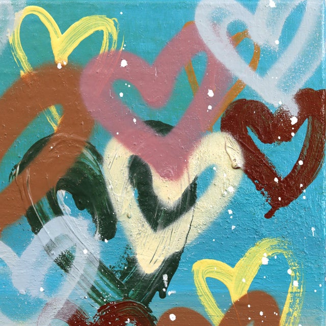 Street Art Lovers Unite - Color Drenched Graffiti Hearts Mixed Media Painting Original Artwork by Amber Goldhammer For Sale - Image 3 of 9