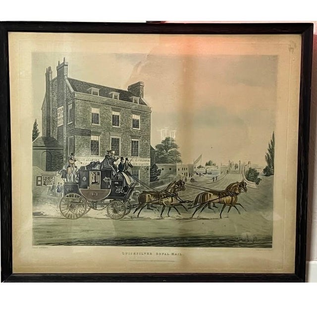 Late 19th Century Antique 1835 Coaching Prints: 21.5"x18.5" Quicksilver & Edinburgh Express Pair For Sale - Image 5 of 10