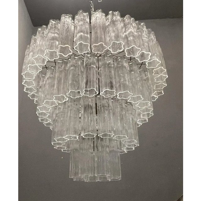 Large Tronchi Murano Glass Tube Chandelier by Paolo Venini, 1980s For Sale - Image 13 of 13