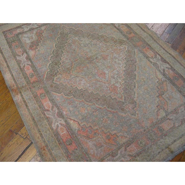 Antique Chinese Khotan rug. Size: 4'0" x 5'4". Antique East Turkestan Geometric Medallion Hand Knotted Pile Rug, Country...