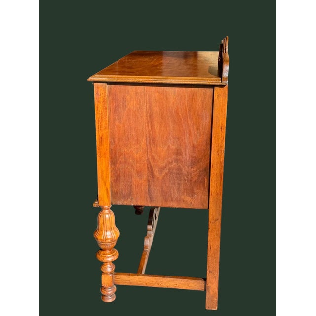 Early 20th Century Antique Jacobean Revival Cabinet Sideboard Server Bar-Storage Buffet-Tudor-Entry For Sale - Image 5 of 12