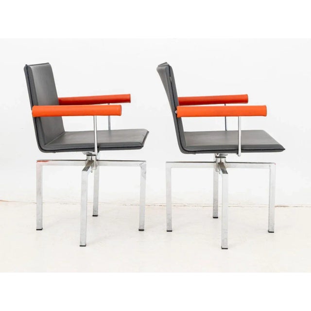 Il Loft "hi.02" Hils Leather Swivel Armchairs, Pr. For Sale - Image 4 of 6