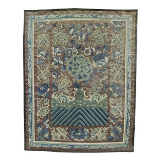 Chinese Forbidden Stitch (Peking Knot) Silk Embroidery Panel, Late Qing Dynasty For Sale