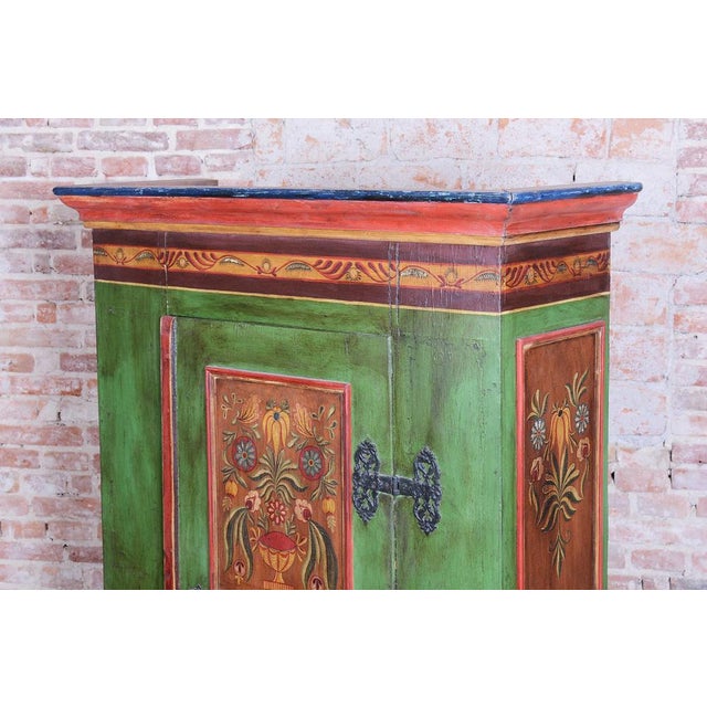 Czech Baroque Wardrobe in Painted Spruce, 1800s For Sale - Image 4 of 18