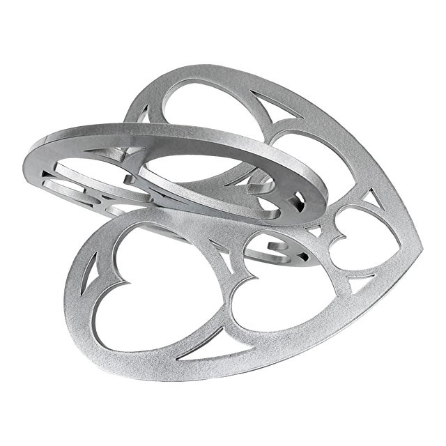 Michael Gitter Lace Interlocking Hearts Sculpture, Sparkle Powder Coating For Sale