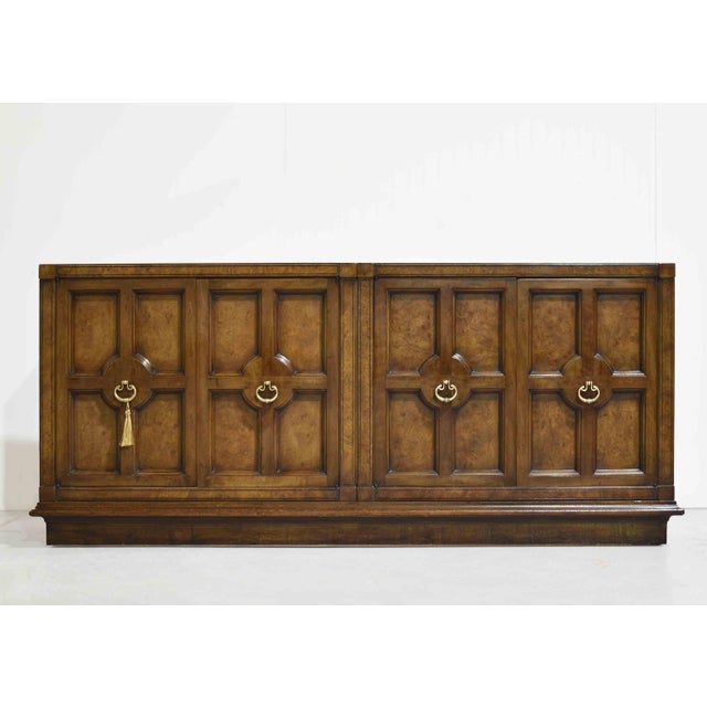 Hollywood Regency Mid Century Hollywood Regency Burl Wood Credenza by Mastercraft For Sale - Image 3 of 12