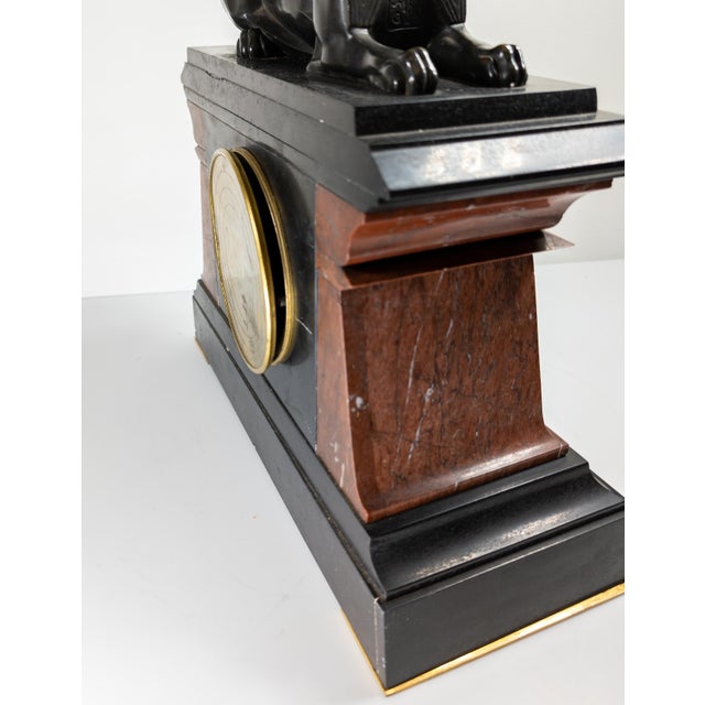 19th Century French Egyptian Revival Marble Mantel Clock With Bronze Sphinx For Sale - Image 16 of 18
