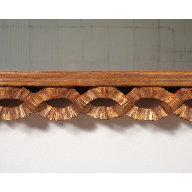 Wood Mid-Century Italian Rococo Style Giltwood Ribbon Wall Mirror For Sale - Image 7 of 18