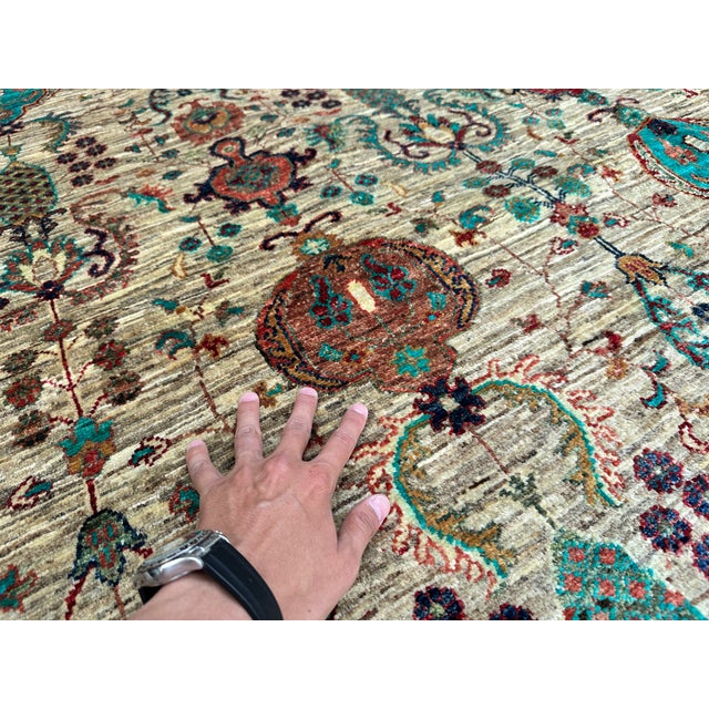 Ivory Ivory Persian Bakshaish Hand-Knotted Wool Rug - 8'1" X 11'3" For Sale - Image 8 of 13