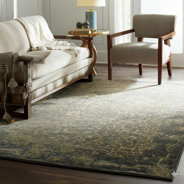 6x9 Noir Dynasty Black Traditional Geometric Handmade Ningxia Wool Carpet Rug For Sale In New York - Image 6 of 7