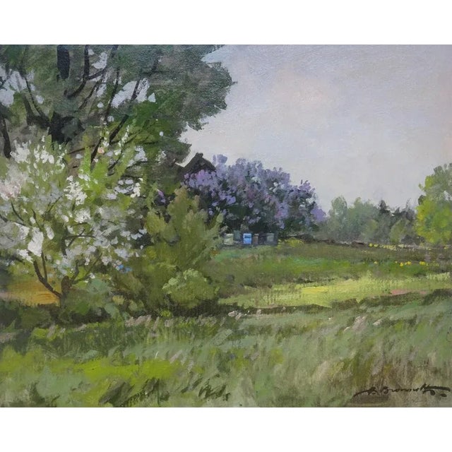 1980s Alfejs Bromults, Spring, Oil on Cardboard, 1985 For Sale - Image 5 of 5