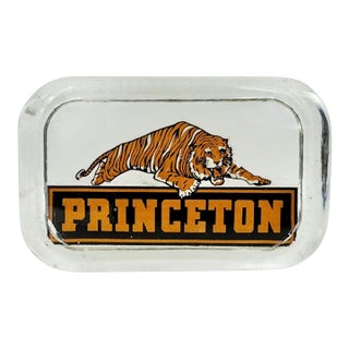 Vintage Princeton University Tiger Glass Paperweight Ivy League Mascot Desk Decor For Sale