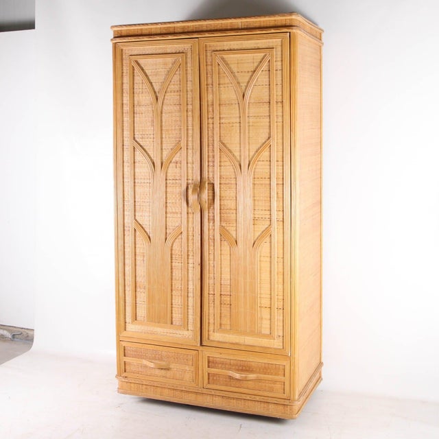 Rattan and Raffia Wardrobe, 1970s For Sale - Image 15 of 15