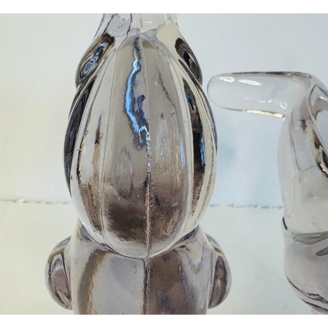 Art Deco Vintage 1940s Tall Solid Glass Rooster Figurines, a Pair For Sale - Image 3 of 8