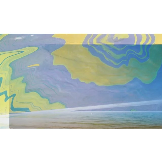 Contemporary The Heavenly Place Marbling & Photography, Ink on Archival Paper, Oak Frame For Sale - Image 3 of 4