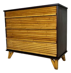 Mid Century Bamboo Rattan Mahogany Chest of Drawers