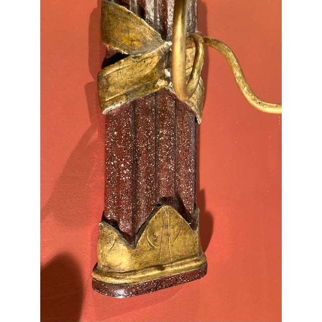Large Tuscan Empire Giltwood and Faux Porphyry Wall Sconces, Set of 2 For Sale - Image 14 of 15