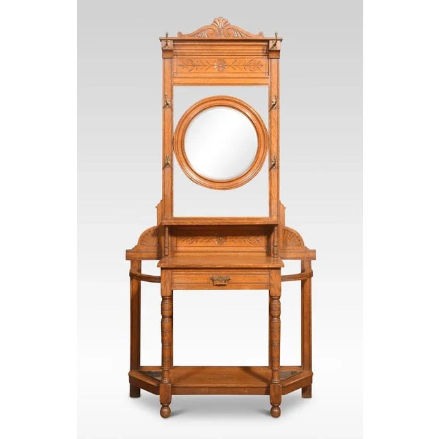 Brown Oak Hall Stand, 1890s For Sale - Image 8 of 8