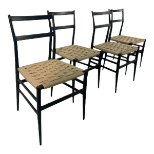 Gio Ponti 646 "Leggera" Dining Chairs for Cassina, 1952, Set of 4