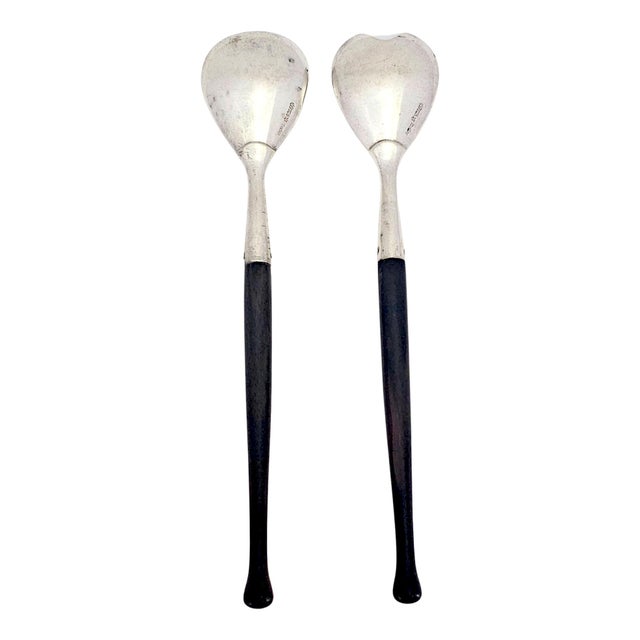 Mid 20th Century Mid 20th Century Jacob Grimminger Mid-Century German Sterling Silver and Hardwood Serving Set For Sale - Image 5 of 9