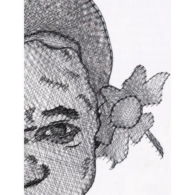Jaymes Earl "Opulence III" Contemporary Black and White Pin and Thread Mixed Media Portrait, 2023 For Sale - Image 12 of 12