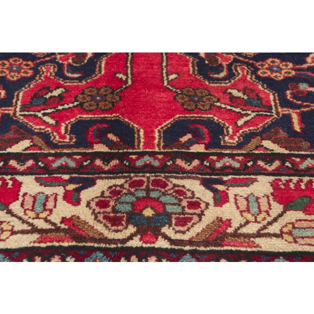 Mid 20th Century Vintage Red Persian Hamadan Rug - 04'06 X 06'09 For Sale - Image 5 of 10