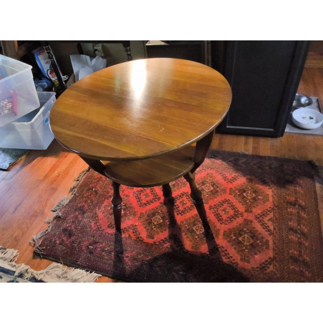 1963 Mid-Century Solid Cherry Two-Tier Accent Table – Bucks County Provincial For Sale - Image 11 of 11