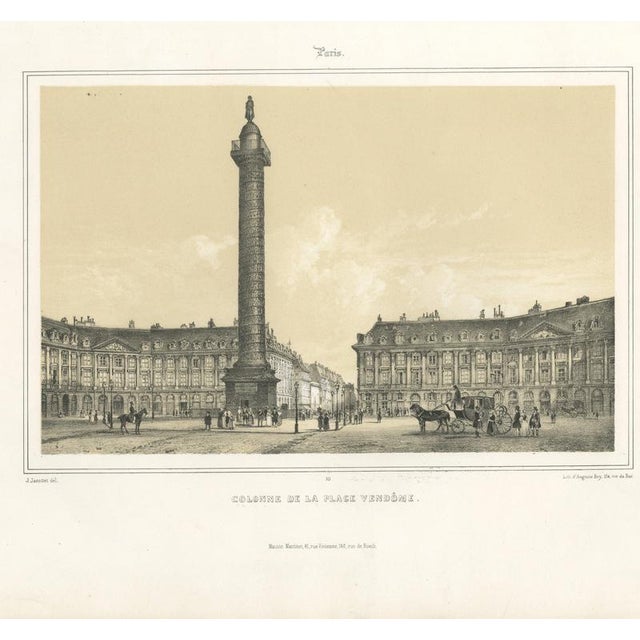 Antique Lithograph of Place Vendôme Column in Paris after Jacottet, 1850 For Sale - Image 9 of 9