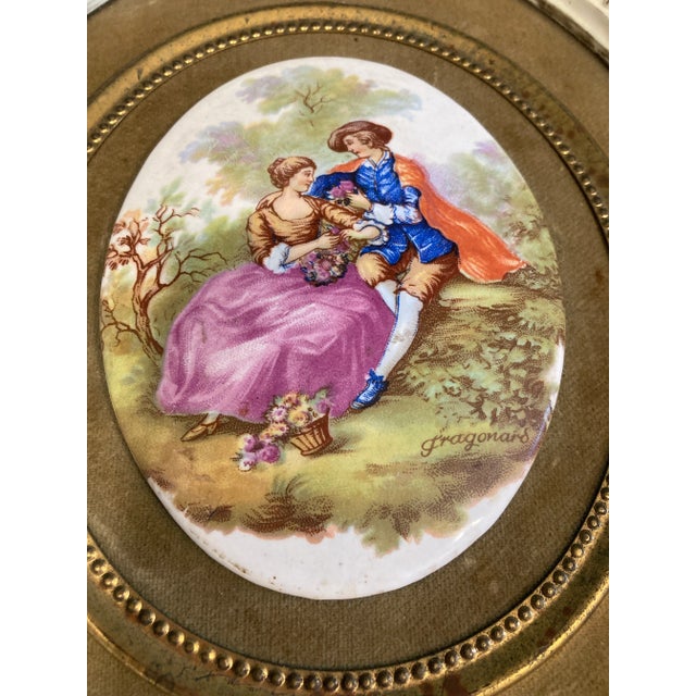 This romantic framed porcelain plaque by B&S Creations features a hand-colored Victorian courting scene, beautifully...