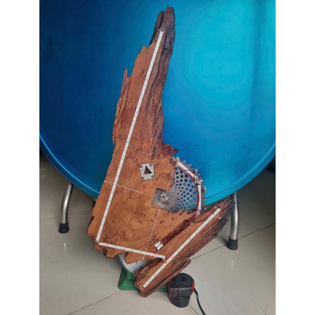 Lightning – One-of-a-Kind Handcrafted Natural Wood Wall Clock Sculpture For Sale - Image 12 of 15