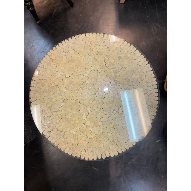 Mid-Century Modern Vintage Rattan Wheat-Sheaf Coffee Table With Glass Top For Sale - Image 3 of 4