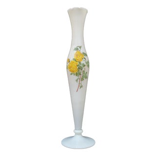 Napoleon III Soliflore Vase in Yellow and White Opaline Glass, Late 19th Century For Sale