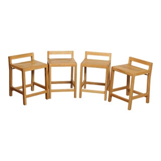 Hand Crafted Oak Stools - Set of 4 For Sale