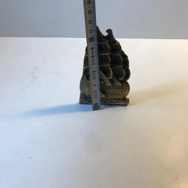 Danish Bronze Bookend with Ship, 1920s For Sale - Image 6 of 8