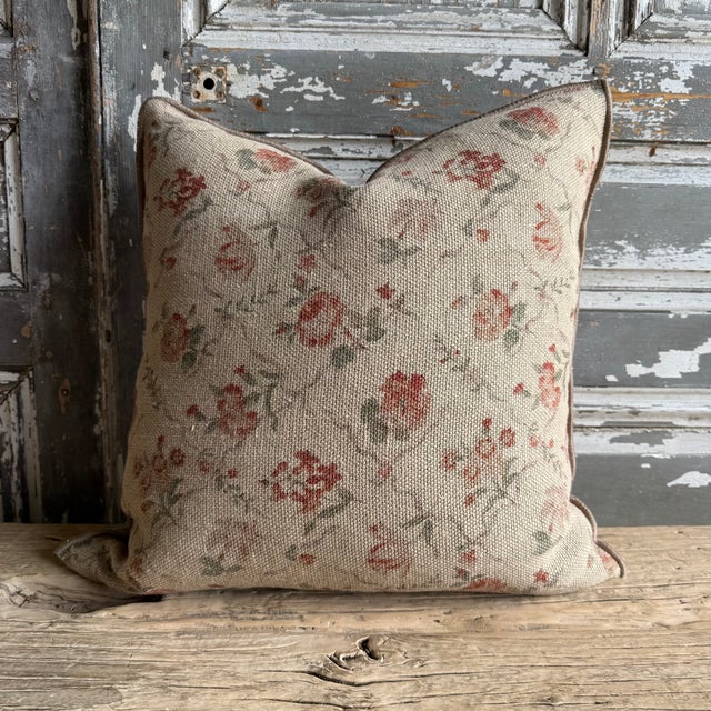 2020s French Linen Accent Pillow Cover — Jardin Orgeat 20" For Sale - Image 5 of 6