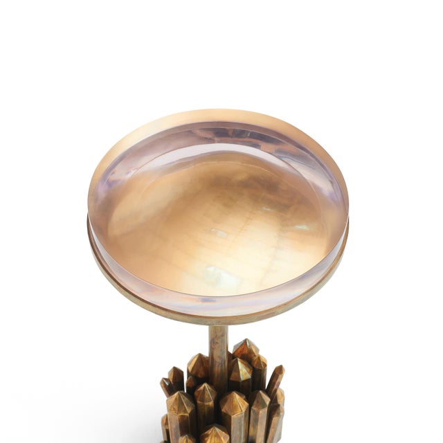 Brass Kryptonite Side Table (Tortoise Brass & Magnifying Resin) For Sale - Image 8 of 12