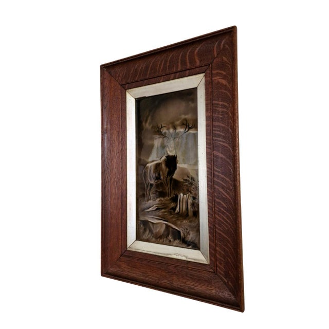 Victorian Era Collectibles with Images of Deer, 1800s, Paintings, Framed, Set of 2 For Sale - Image 3 of 12