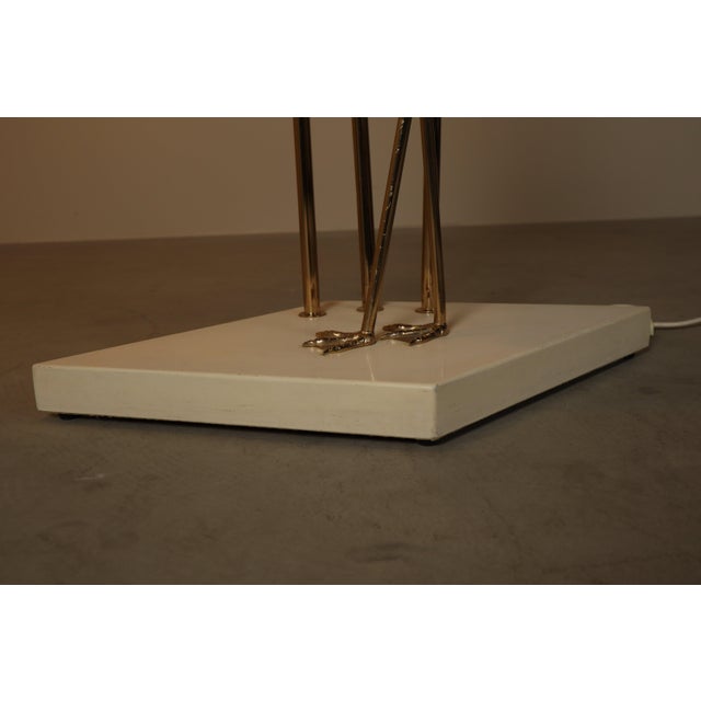Large Brass Flamingo Floor Lamp with Sculptural Ginkgo Leaves, Italy, 1970s For Sale - Image 10 of 16