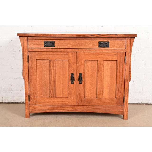 Stickley Style Mission Oak Arts & Crafts Sideboard Buffet or Bar Cabinet For Sale - Image 13 of 13
