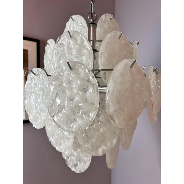 White and Silver Chandelier with Acrylic Glass Panels For Sale - Image 6 of 11