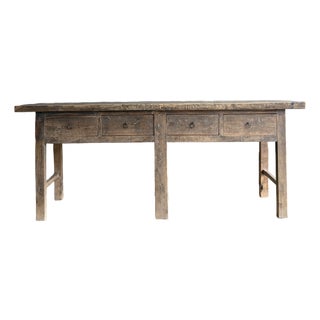Vintage Elm Wood Console Table For Sale