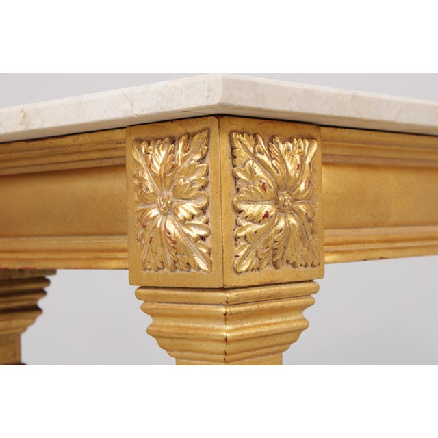 Gold Rococo Style Gilt & Gold Marble Top Console Table For Sale - Image 8 of 18