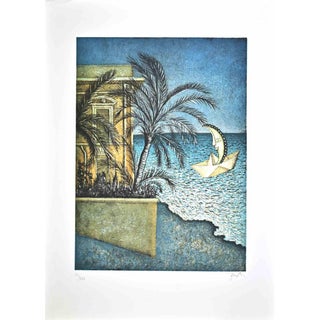 Enrico Benaglia, The Moon Cruise, Lithograph, 1990s For Sale