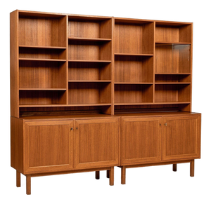 Pair Mid-Century Swedish Modern Teak Bookcase Cabinets, 1960s