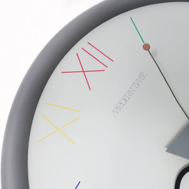 Memphis Group 1980s Postmodern Canetti Wall Clock For Sale - Image 4 of 8