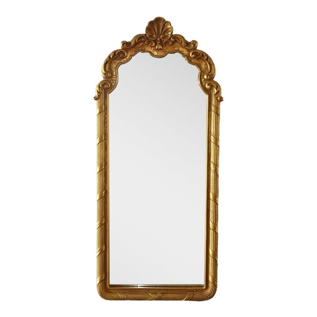 Vintage French Provincial Gold Syroco Style Wall Mantle Mirror For Sale