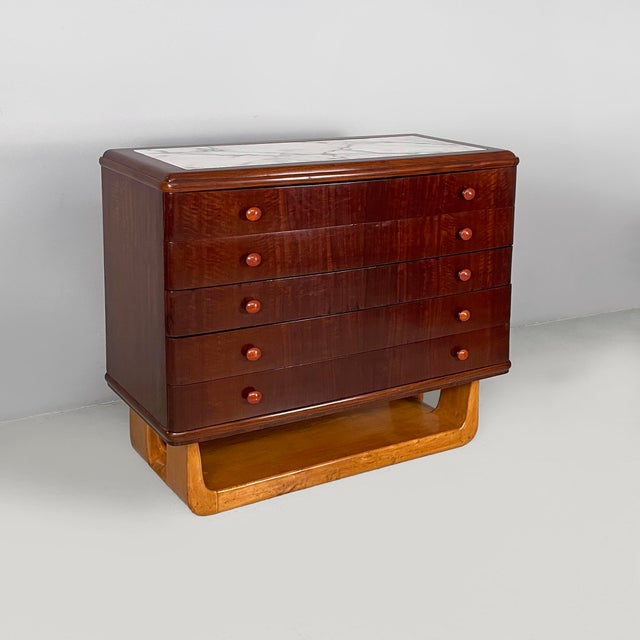 Art Deco Italian Chest of Drawers in Wood and Marble, 1930s For Sale - Image 18 of 18
