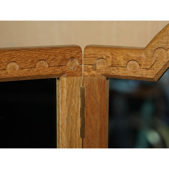 1970s Vintage Tri-Folding Dressing Table Mirror by Robert Mouseman Thompson, 1970s For Sale - Image 5 of 14