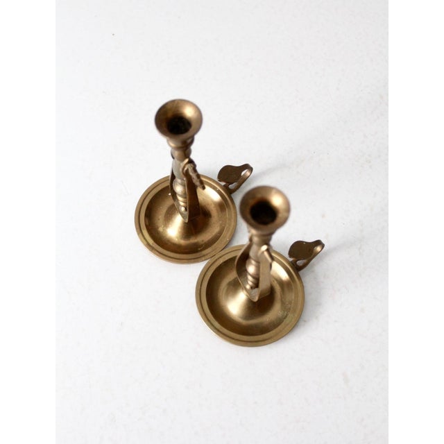 Brass Antique Brass Boat Candle Holders Pair For Sale - Image 8 of 11